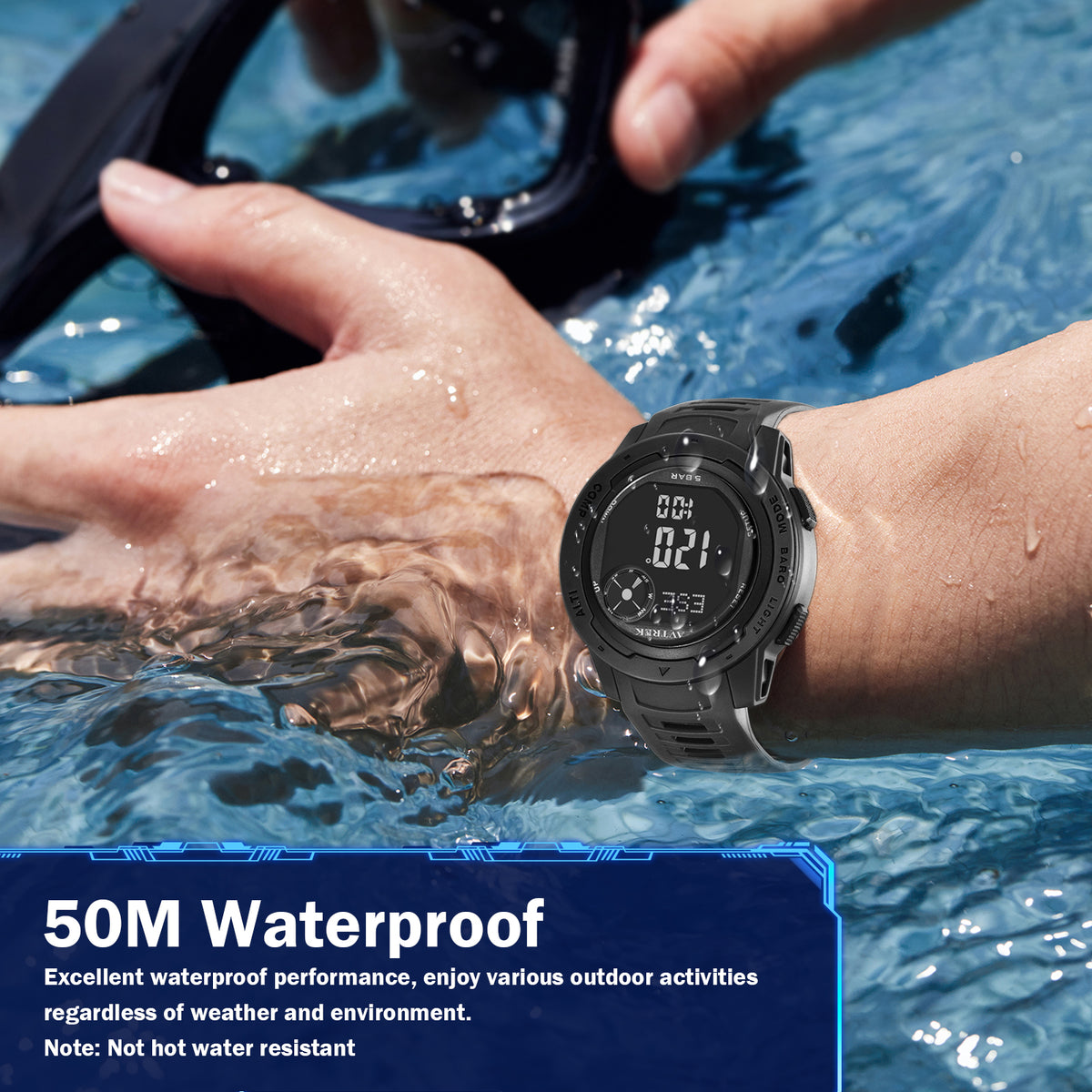 AVTREK Tactical Watch with Compass Pedometer,50M Waterproof-2003 | Digital Altimeter Watch for Outdoor Hiking/Climbing/Walking
