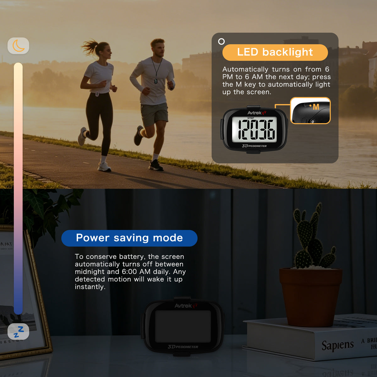 AVTREK 3D Step Counter Clip On with LED Backlight Pocket Pedometer for Walking Outdoor Activities Fitness Tracker Without Smartphone | No Smartphone No App Pocket Step Counter for Seniors, Men, Women & Teens,Outdoor Walking Fitness Tracker-2204
