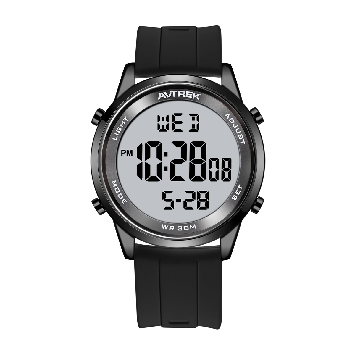 AVTREK Ultra-Thin Digital Watch Waterproof,and 5 Alarms/LED Backlight,Men's 2508 | Large dial Wristwatch with Stopwatch/Countdown/Hourly Chime,12h/24h,No Charging or App,Gift for Student Adults Elderly
