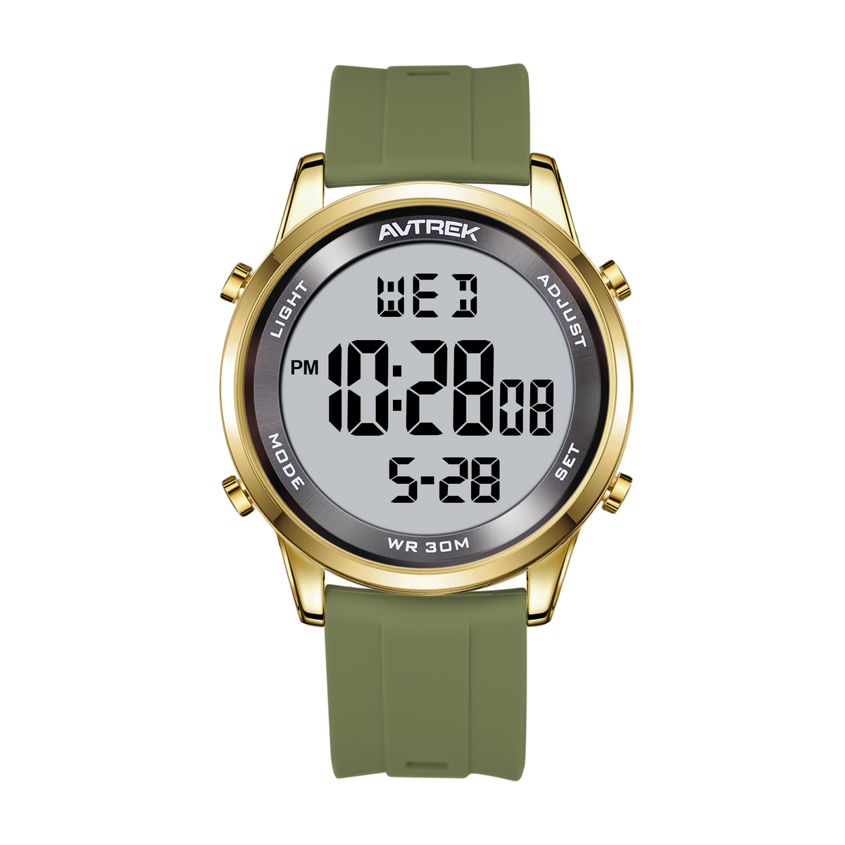 AVTREK Ultra-Thin Digital Watch Waterproof,and 5 Alarms/LED Backlight,Men's 2508 | Large dial Wristwatch with Stopwatch/Countdown/Hourly Chime,12h/24h,No Charging or App,Gift for Student Adults Elderly