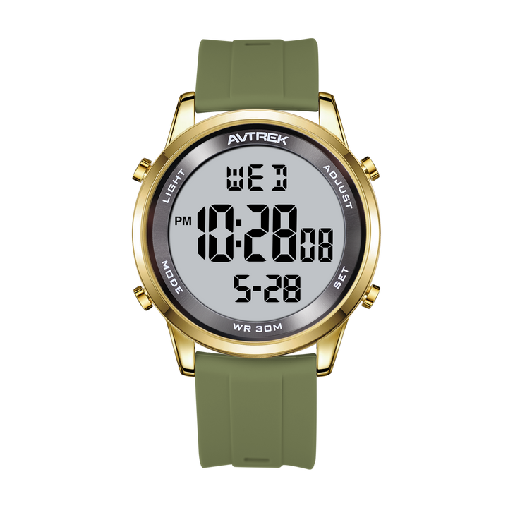 Gold and olive AVTREK 2508 digital watch