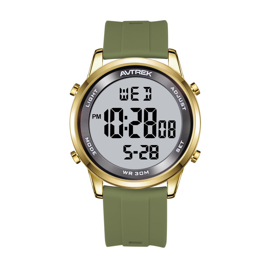 AVTREK Ultra-Thin Digital Watch Waterproof,and 5 Alarms/LED Backlight,Men's 2508 | Large dial Wristwatch with Stopwatch/Countdown/Hourly Chime,12h/24h,No Charging or App,Gift for Student Adults Elderly