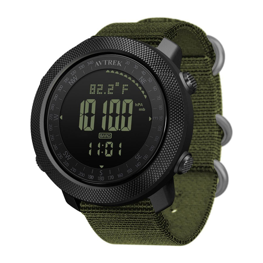 AVTREK Digital Hiking Sport Watch for Men Tactical Military Altimeter Watch 2106 | Large Rugged Dial, Compass, Altimeter, Barometer, Pedometer, 50M Waterproof, Solid Nylon Strap, Army, Outdoor, Training