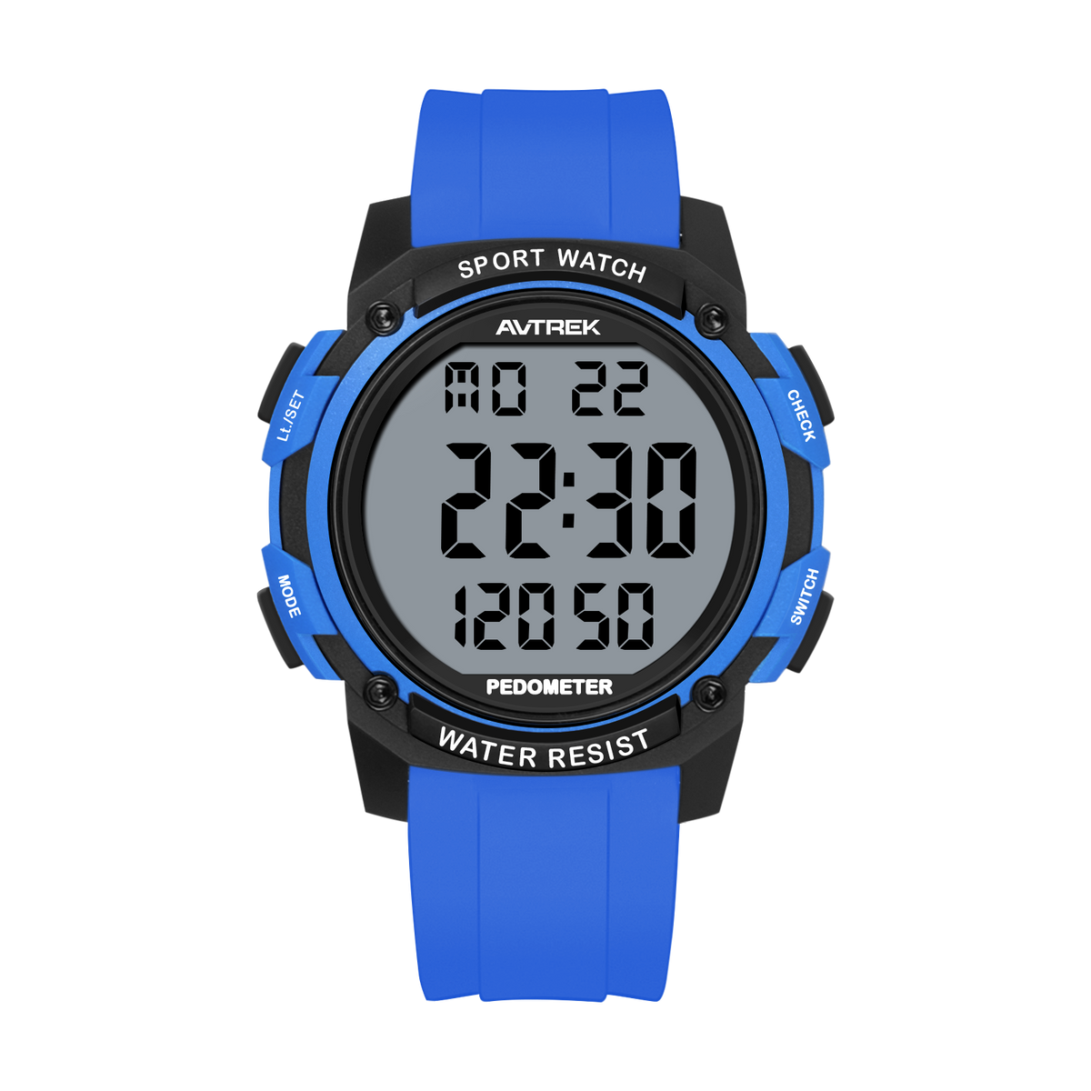 AVTREK Pedometer Watch for Walking Steps and Miles No Bluetooth/APP Needed 2504 | 50M Waterproof, 5-second Backlight, Digital Step Counter Watch, Sport Simple Fitness Tracker for Men, Silicone Watch Strap
