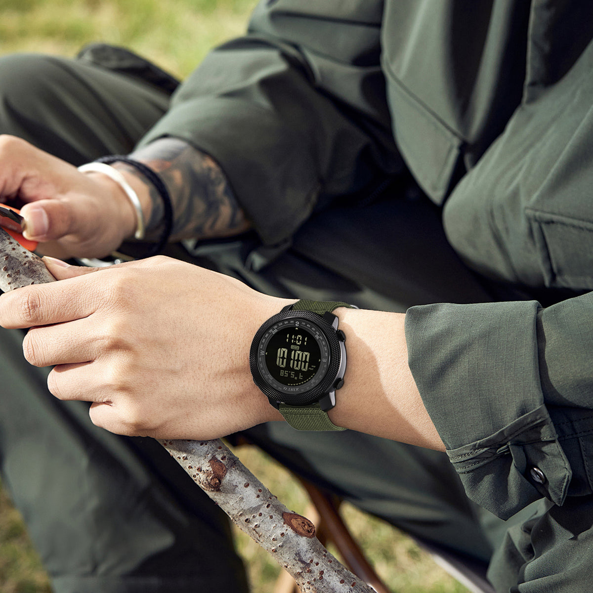 AVTREK Digital Hiking Sport Watch for Men Tactical Military Altimeter Watch 2106 | Large Rugged Dial, Compass, Altimeter, Barometer, Pedometer, 50M Waterproof, Solid Nylon Strap, Army, Outdoor, Training