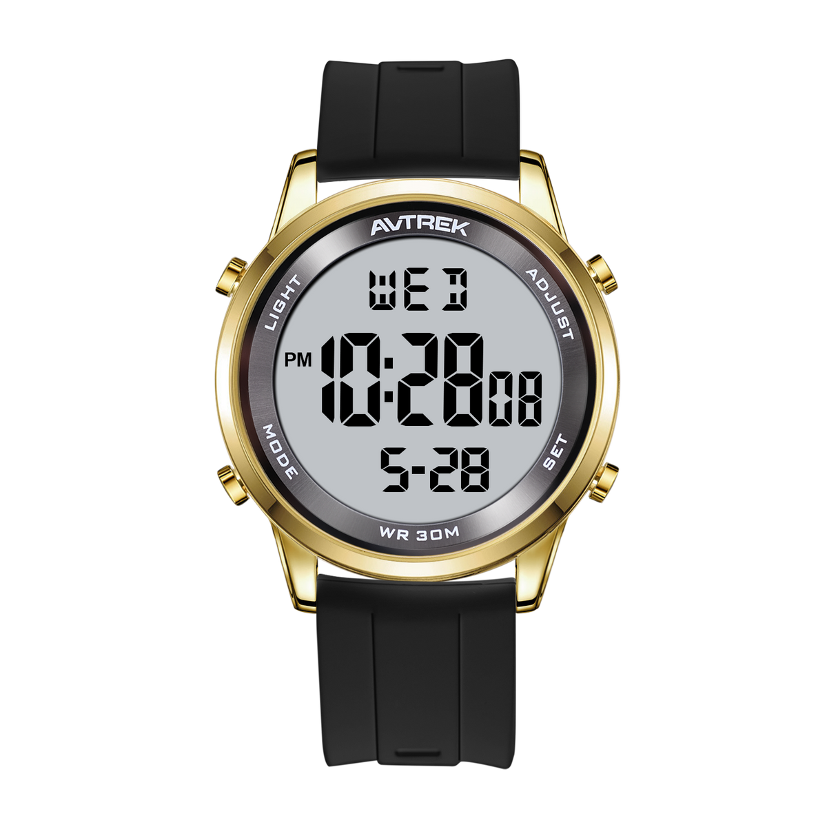 AVTREK Ultra-Thin Digital Watch Waterproof,and 5 Alarms/LED Backlight,Men's 2508 | Large dial Wristwatch with Stopwatch/Countdown/Hourly Chime,12h/24h,No Charging or App,Gift for Student Adults Elderly