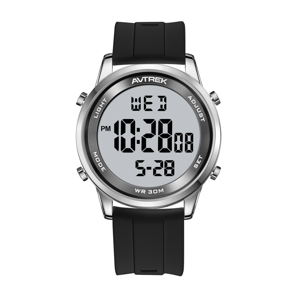 AVTREK Ultra-Thin Digital Watch Waterproof,and 5 Alarms/LED Backlight,Men's 2508 | Large dial Wristwatch with Stopwatch/Countdown/Hourly Chime,12h/24h,No Charging or App,Gift for Student Adults Elderly