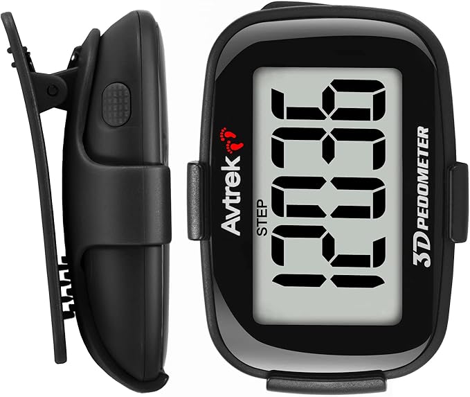 AVTREK 3D Step Counter Clip On with LED Backlight Pocket Pedometer for Walking Outdoor Activities Fitness Tracker Without Smartphone | No Smartphone No App Pocket Step Counter for Seniors, Men, Women & Teens,Outdoor Walking Fitness Tracker-2204