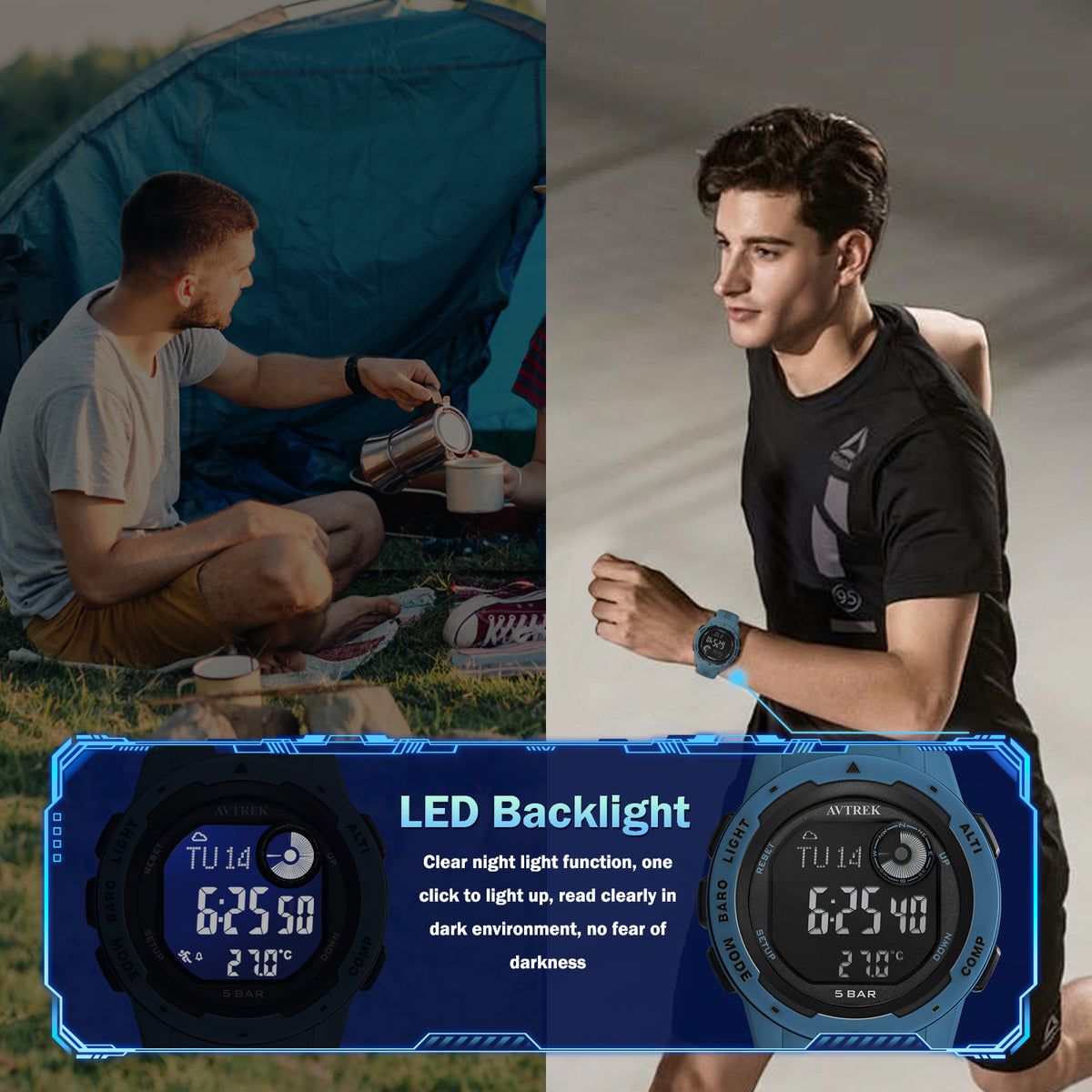 AVTREK Tactical Watch with Compass Pedometer,50M Waterproof-2003 | Digital Altimeter Watch for Outdoor Hiking/Climbing/Walking