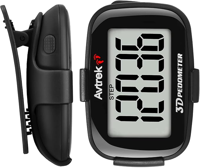 AVTREK 3D Step Counter Clip On with LED Backlight Pocket Pedometer for Walking Outdoor Activities Fitness Tracker Without Smartphone | No Smartphone No App Pocket Step Counter for Seniors, Men, Women & Teens,Outdoor Walking Fitness Tracker-2204